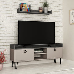 Keday Modern TV Stand Multimedia Centre With Wall Shelf Unit 140cm - Decortie