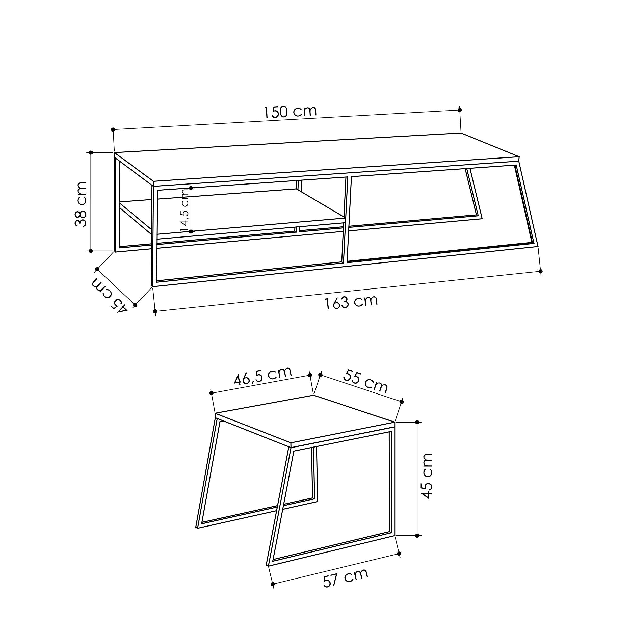 Pal Modern TV Stand Multimedia Centre With Storage Cabinet 163cm - Decortie