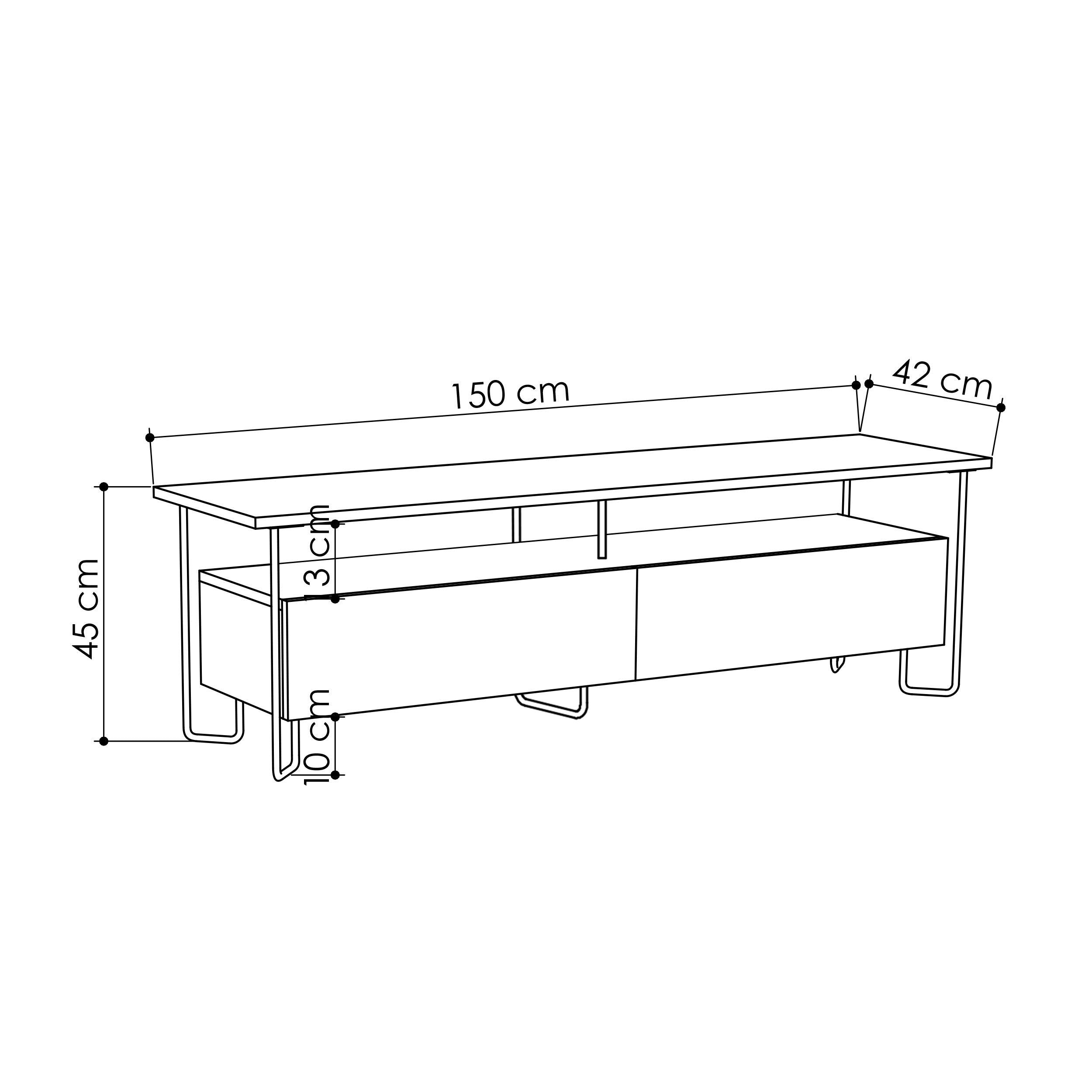 Cornea Modern Tv Unit With Storage Cabinet 150cm - Decortie