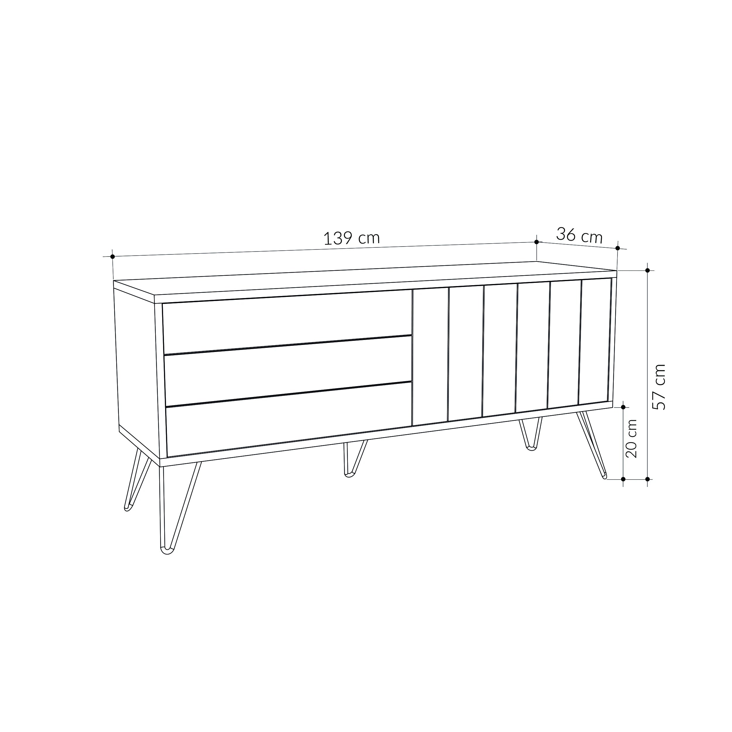 Picadilly Modern TV Stand Multimedia Centre With Storage Cabinet 139cm