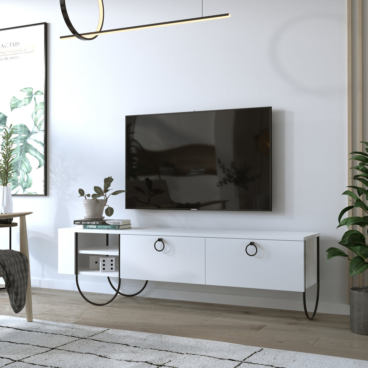 Norfolk Modern TV Stand Multimedia Centre With Storage Cabinet 151 cm - Decortie