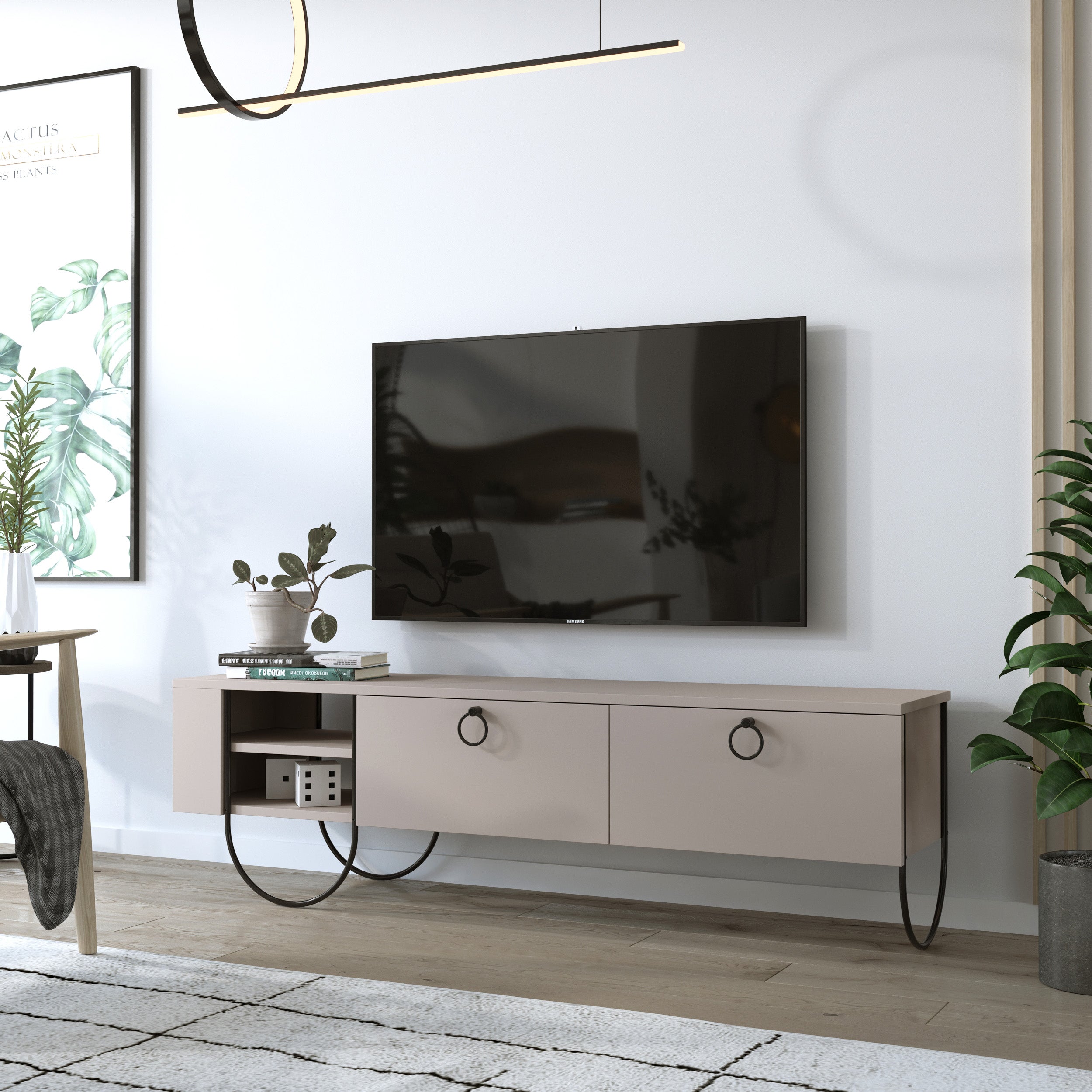 Norfolk Modern TV Stand Multimedia Centre With Storage Cabinet 151 cm - Decortie