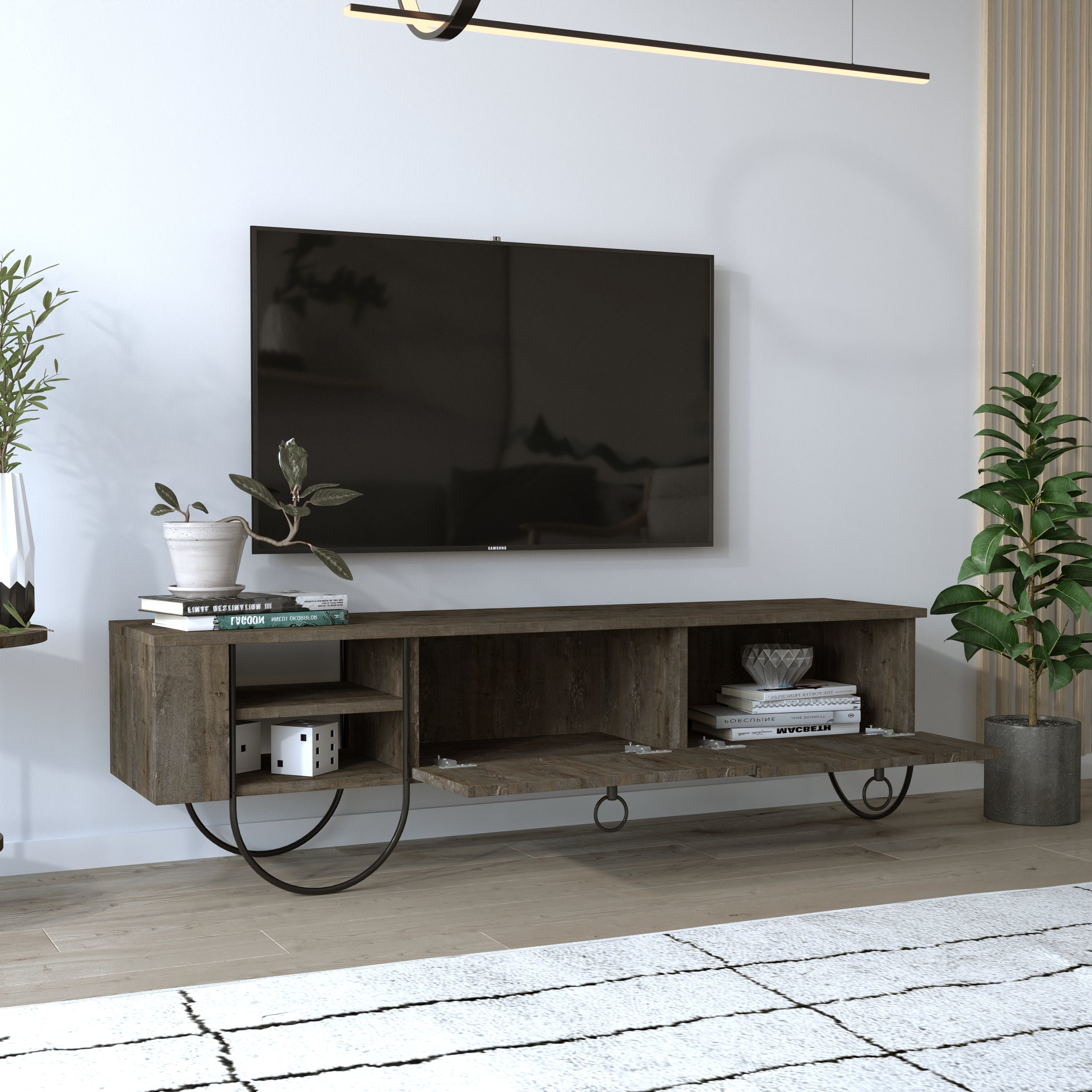 Norfolk Modern TV Stand Multimedia Centre With Storage Cabinet 151 cm - Decortie