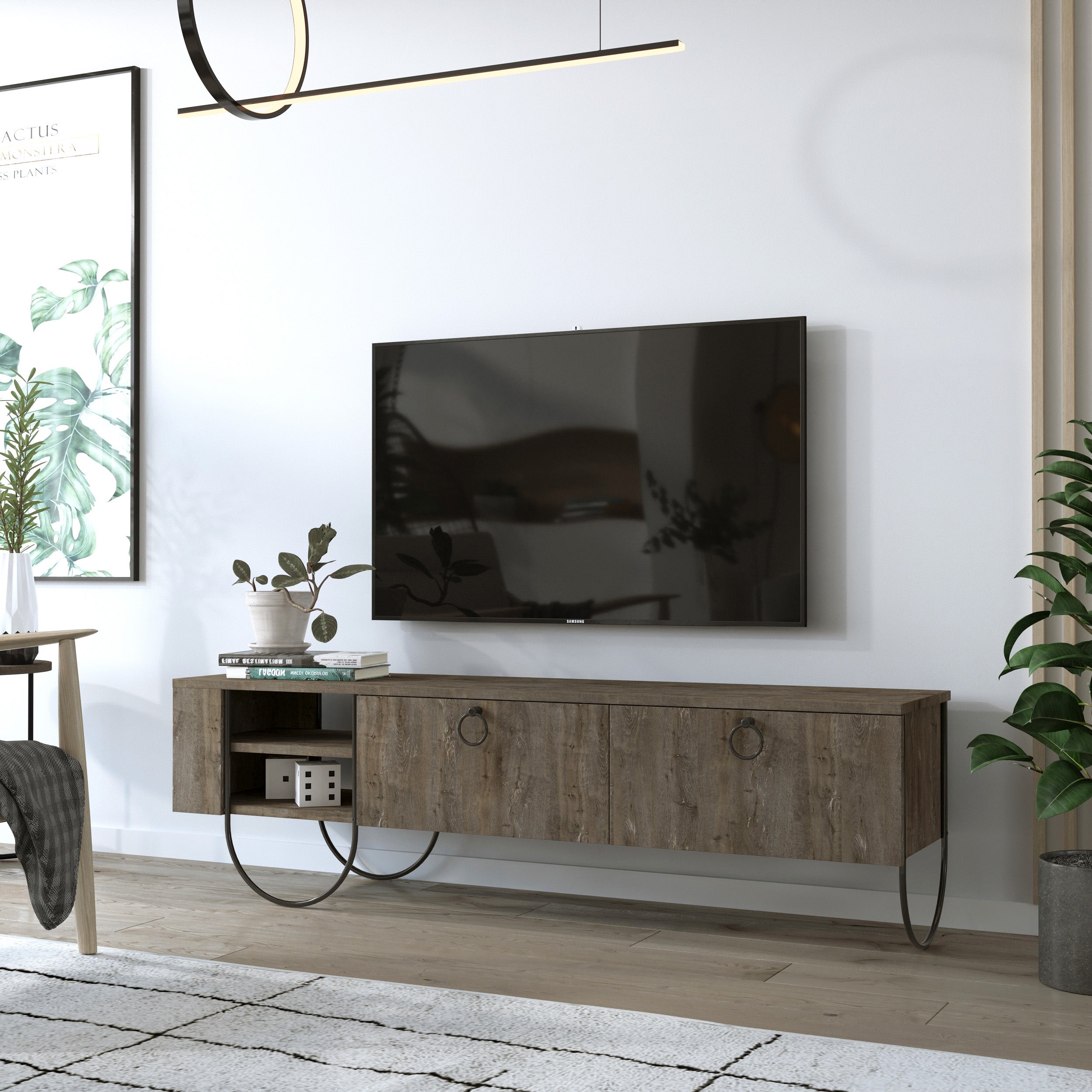 Norfolk Modern TV Stand Multimedia Centre With Storage Cabinet 151 cm - Decortie