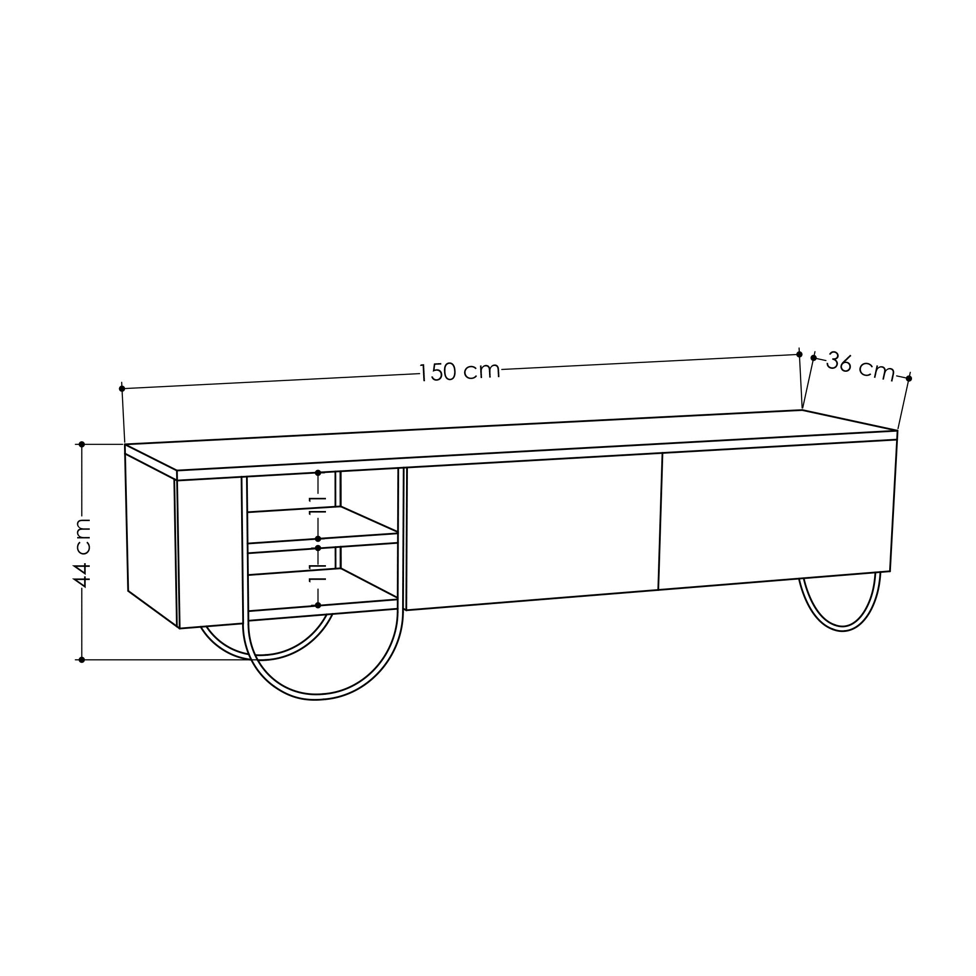 Norfolk Modern TV Stand Multimedia Centre With Storage Cabinet 151 cm - Decortie