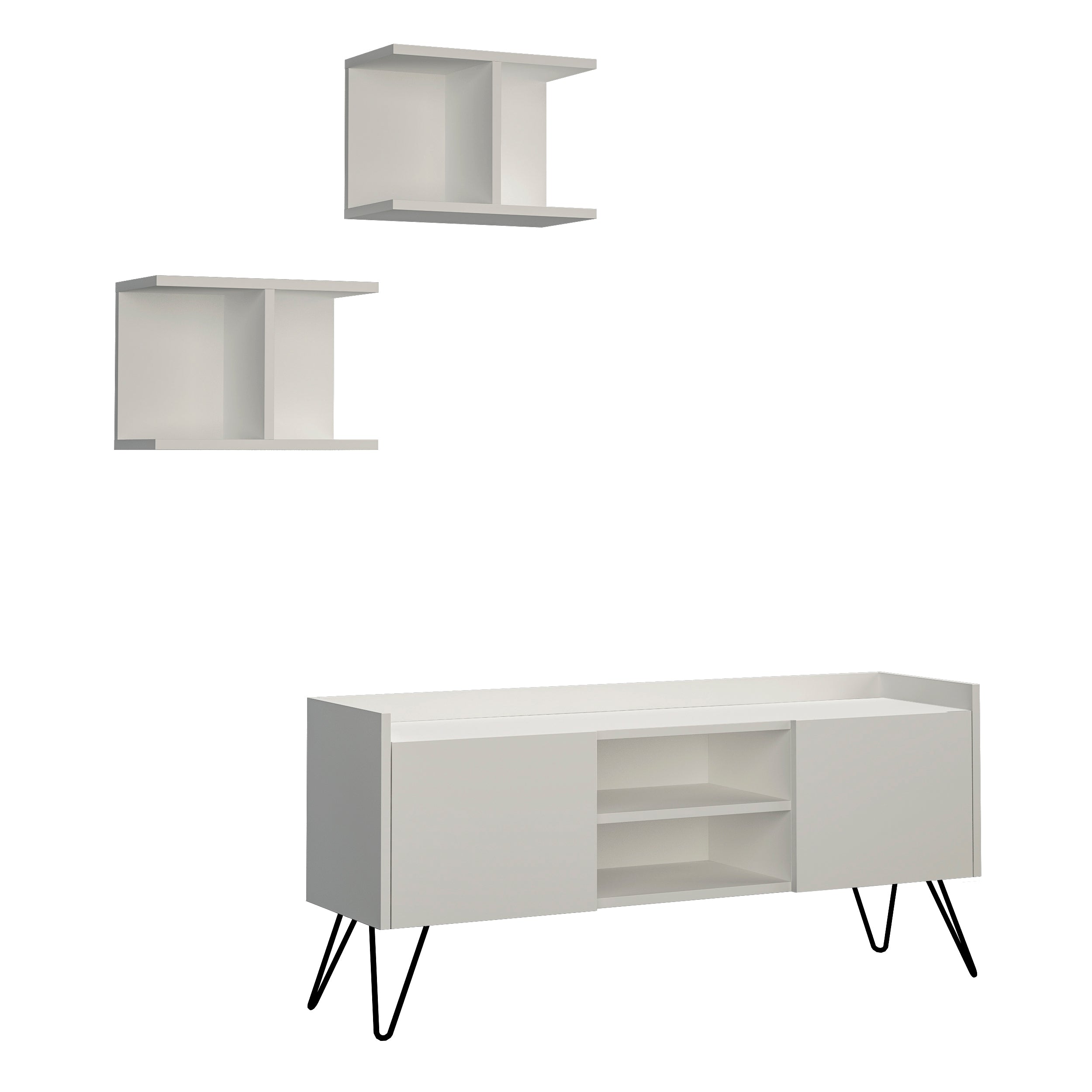 Klappe Modern TV Stand With Storage And Wall Shelf 126 cm - Decortie