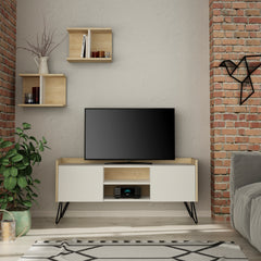 Klappe Modern TV Stand With Storage And Wall Shelf 126 cm - Decortie