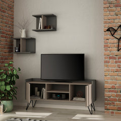 Klappe Modern TV Stand With Storage And Wall Shelf 126 cm - Decortie