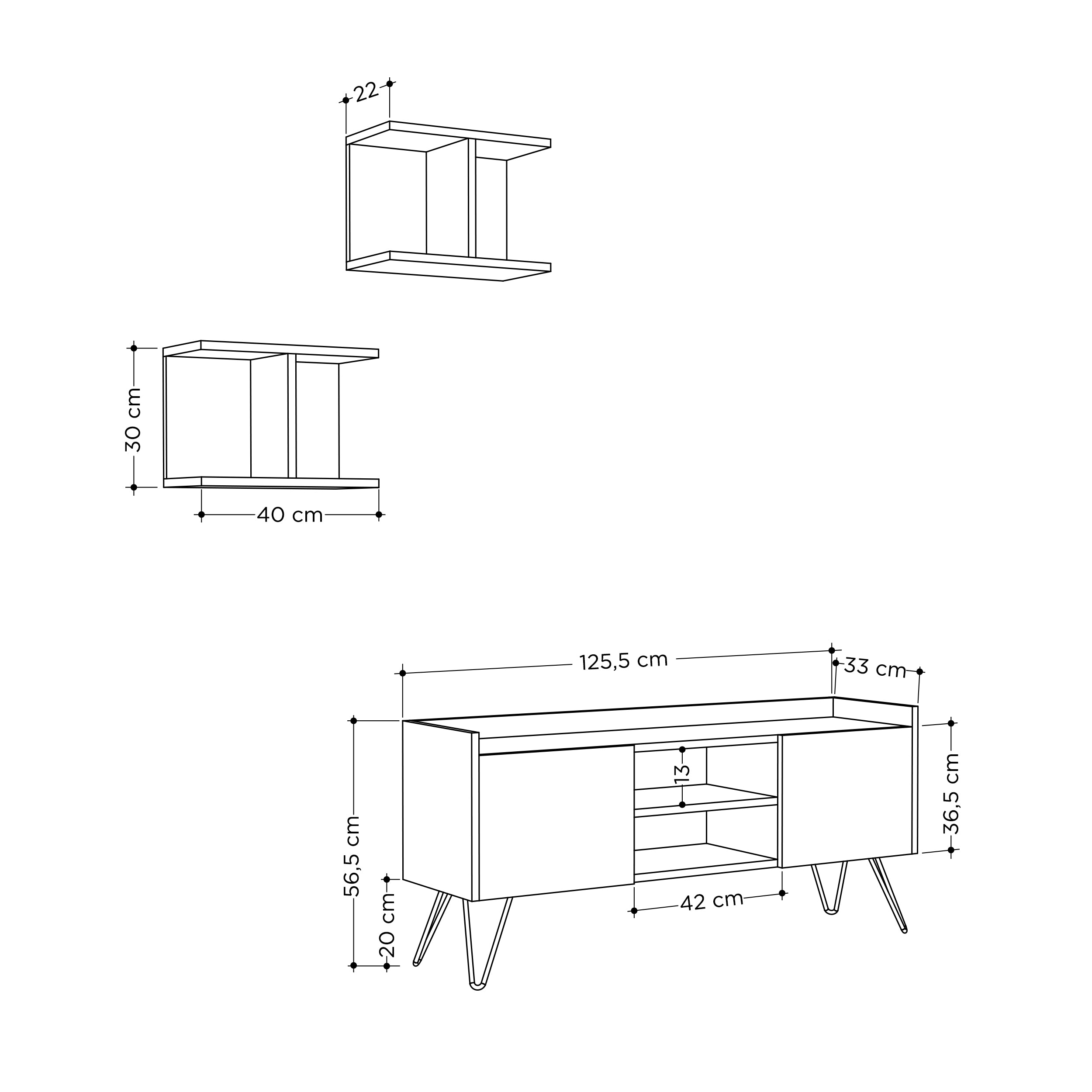 Klappe Modern TV Stand With Storage And Wall Shelf 126 cm - Decortie