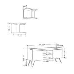 Klappe Modern TV Stand With Storage And Wall Shelf 126 cm - Decortie