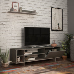 Stockton Modern Tv Unit With Storage And Wall Shelf 160cm - Decortie