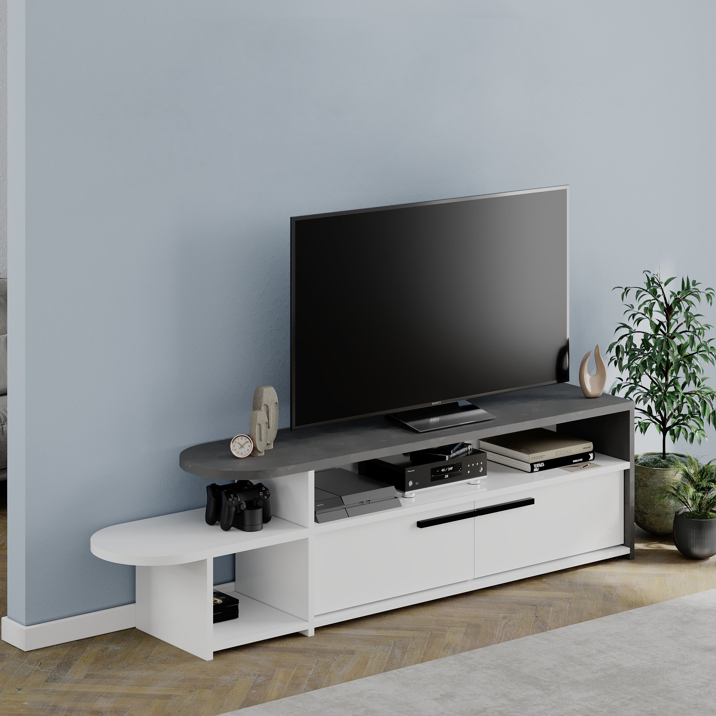 Lyra Modern TV Stand Multimedia Centre TV Unit With Storage Cabinet 167cm - Decortie