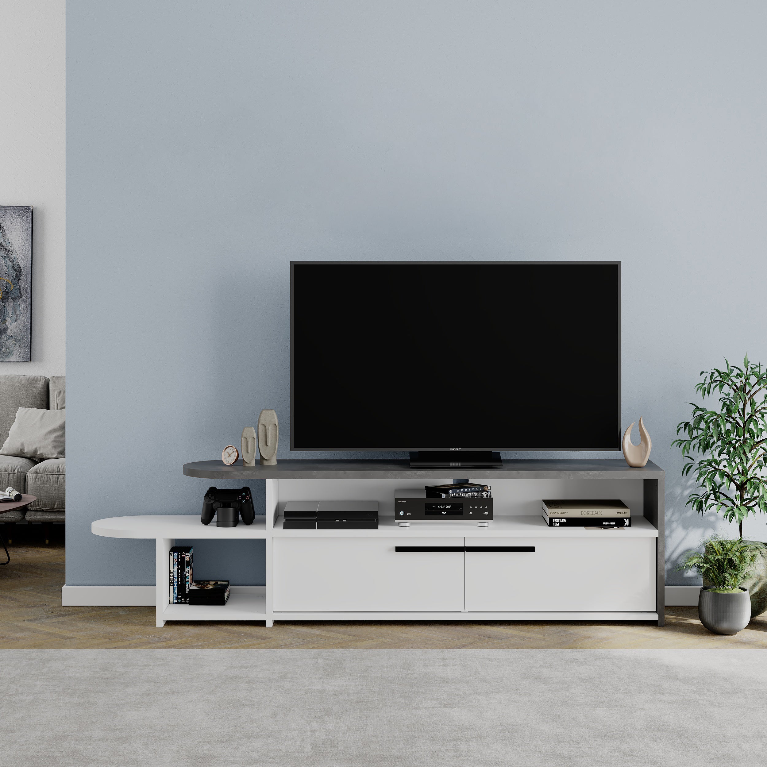 Lyra Modern TV Stand Multimedia Centre TV Unit With Storage Cabinet 167cm - Decortie