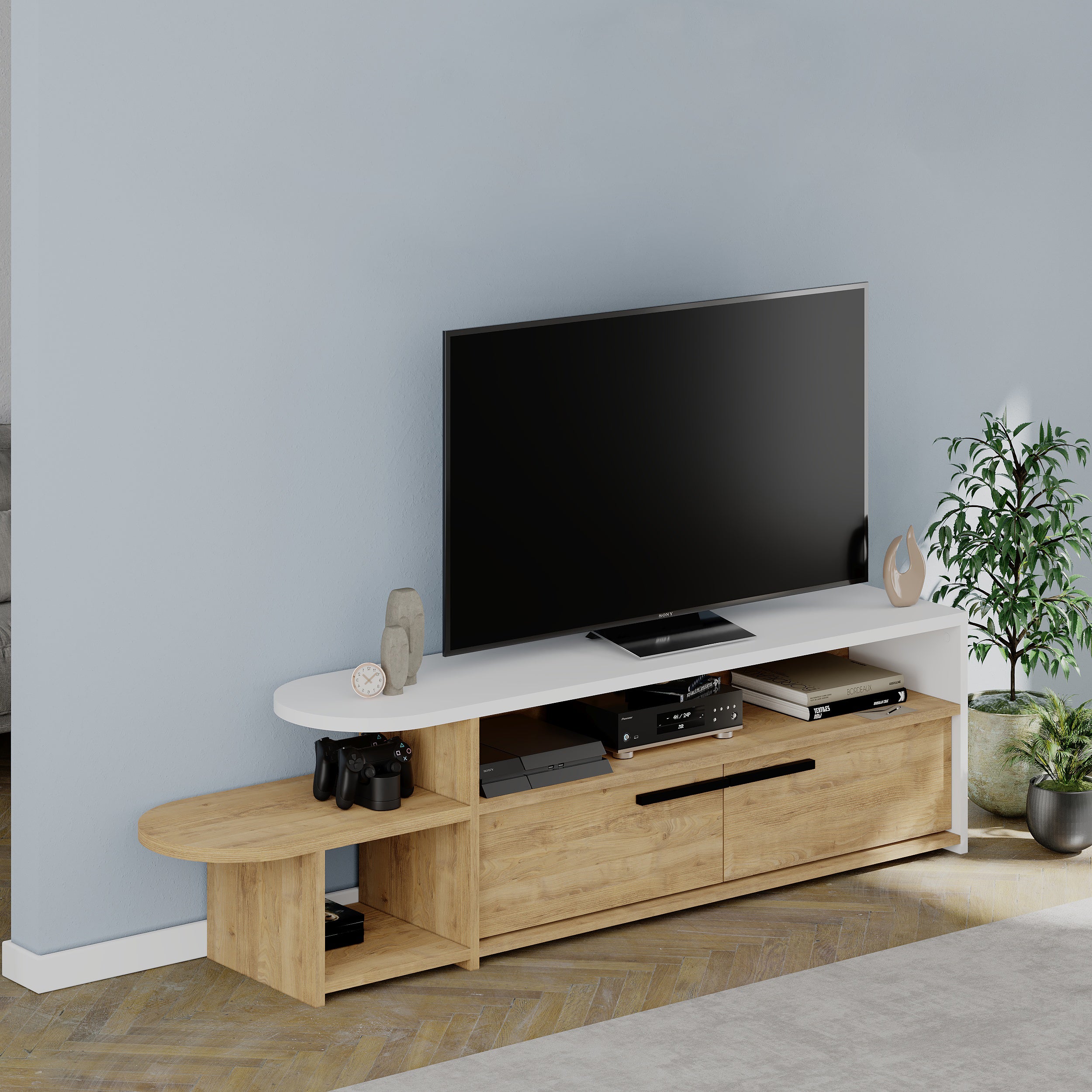 Lyra Modern TV Stand Multimedia Centre TV Unit With Storage Cabinet 167cm - Decortie