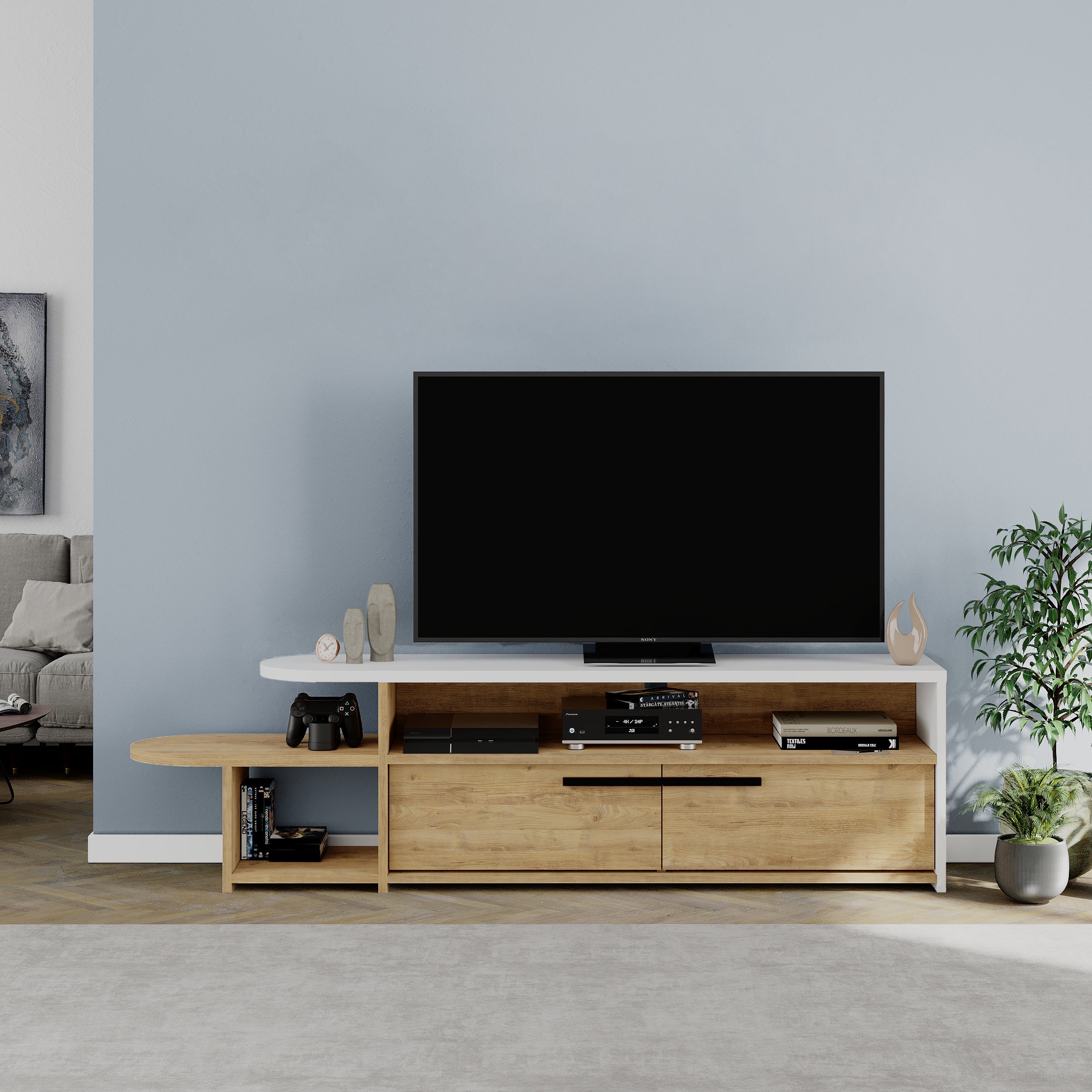 Lyra Modern TV Stand Multimedia Centre TV Unit With Storage Cabinet 167cm - Decortie