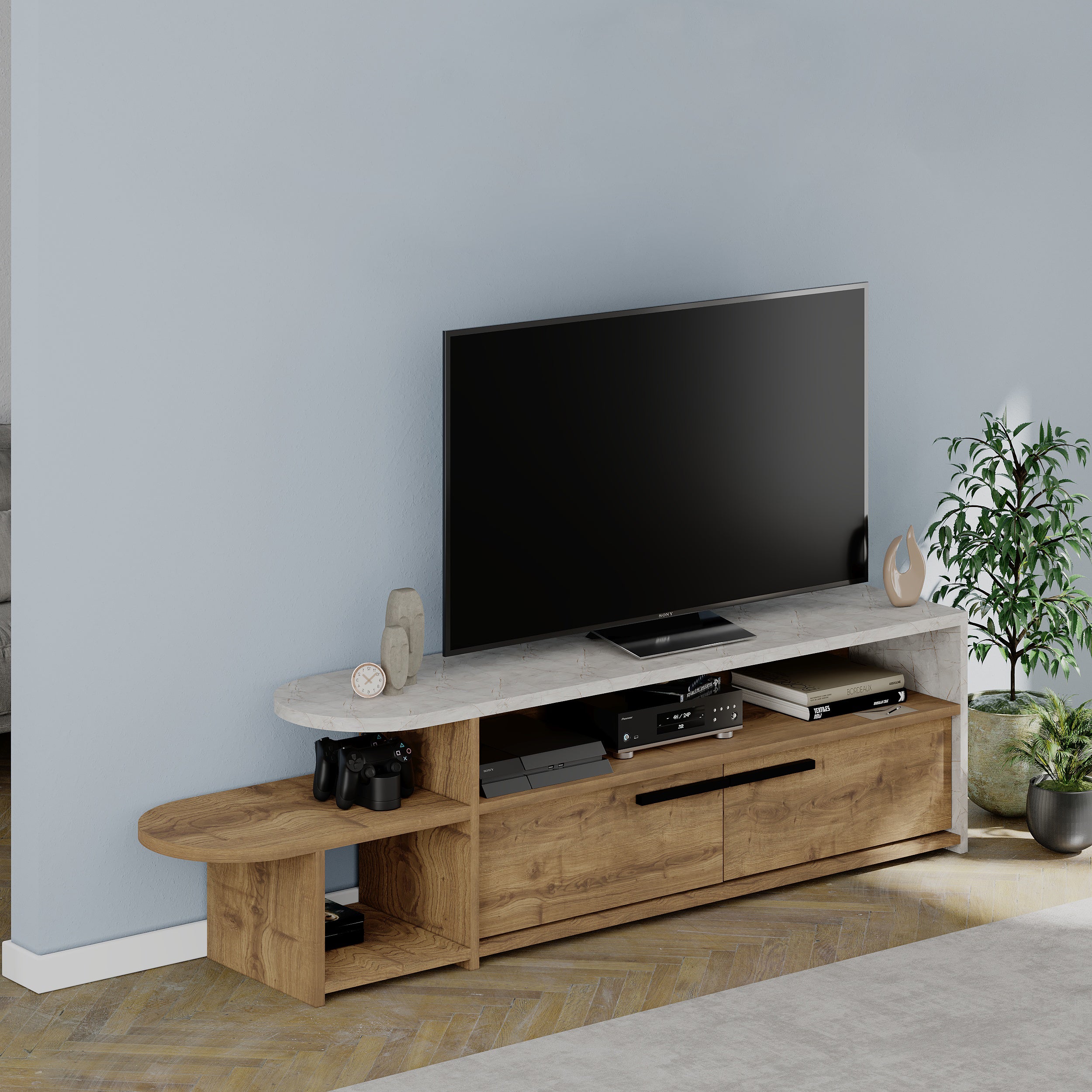 Lyra Modern TV Stand Multimedia Centre TV Unit With Storage Cabinet 167cm - Decortie