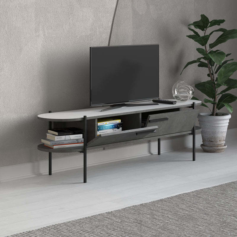 Otis Modern TV Stand Multimedia Centre Metal Leg Storage 160cm - Decortie