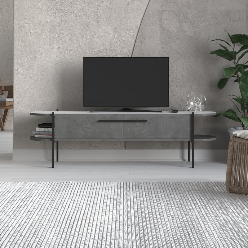 Otis Modern TV Stand Multimedia Centre Metal Leg Storage 160cm - Decortie