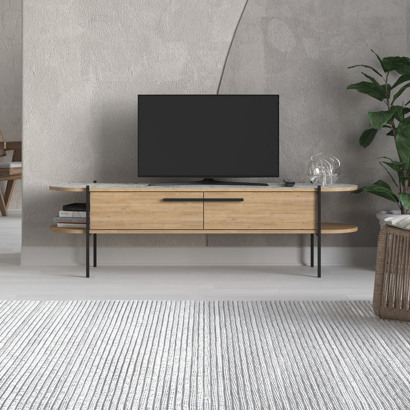 Otis Modern TV Stand Multimedia Centre Metal Leg Storage 160cm - Decortie
