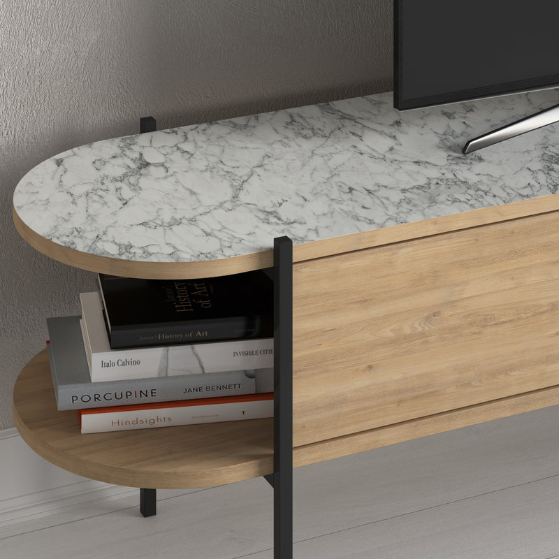 Otis Modern TV Stand Multimedia Centre Metal Leg Storage 160cm - Decortie