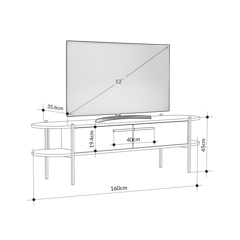 Otis Modern TV Stand Multimedia Centre Metal Leg Storage 160cm - Decortie
