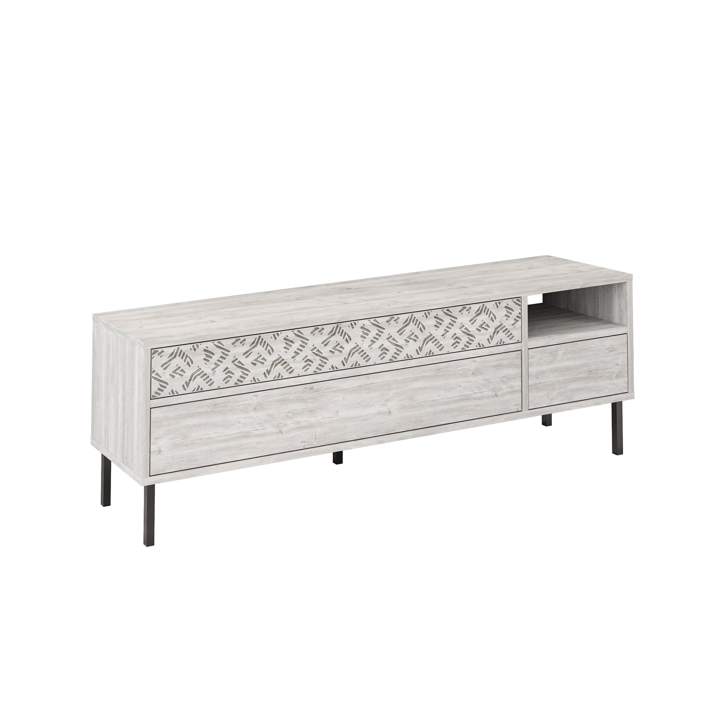 Heaton Modern TV Stand Multimedia Centre TV Unit With Storage Cabinet 144.6cm – Ancient White