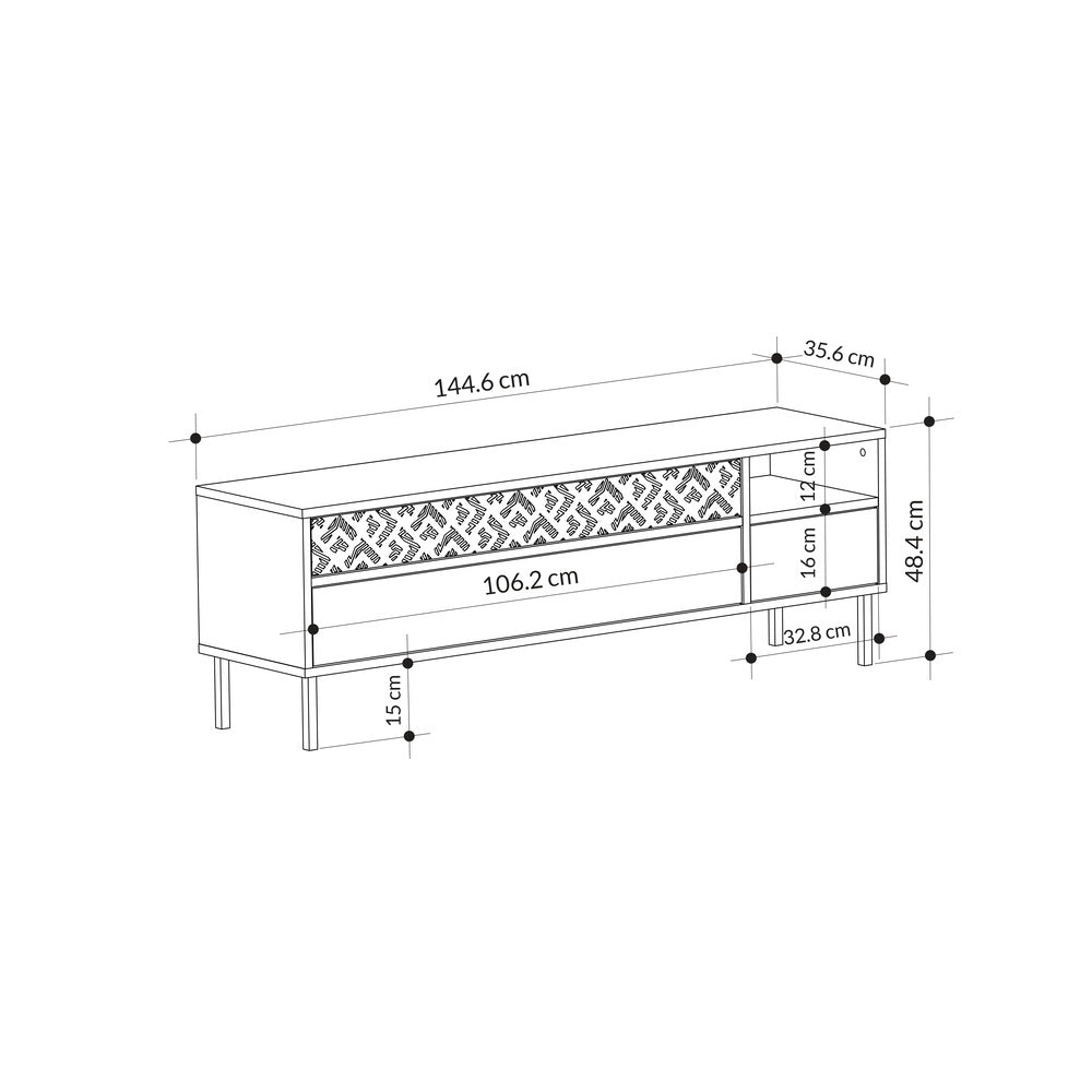 Heaton Modern TV Stand Multimedia Centre TV Unit With Storage Cabinet 144.6cm - Decortie