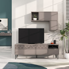 Heaton Modern Tv Unit With Storage And Wall Shelf 144.6cm - Decortie