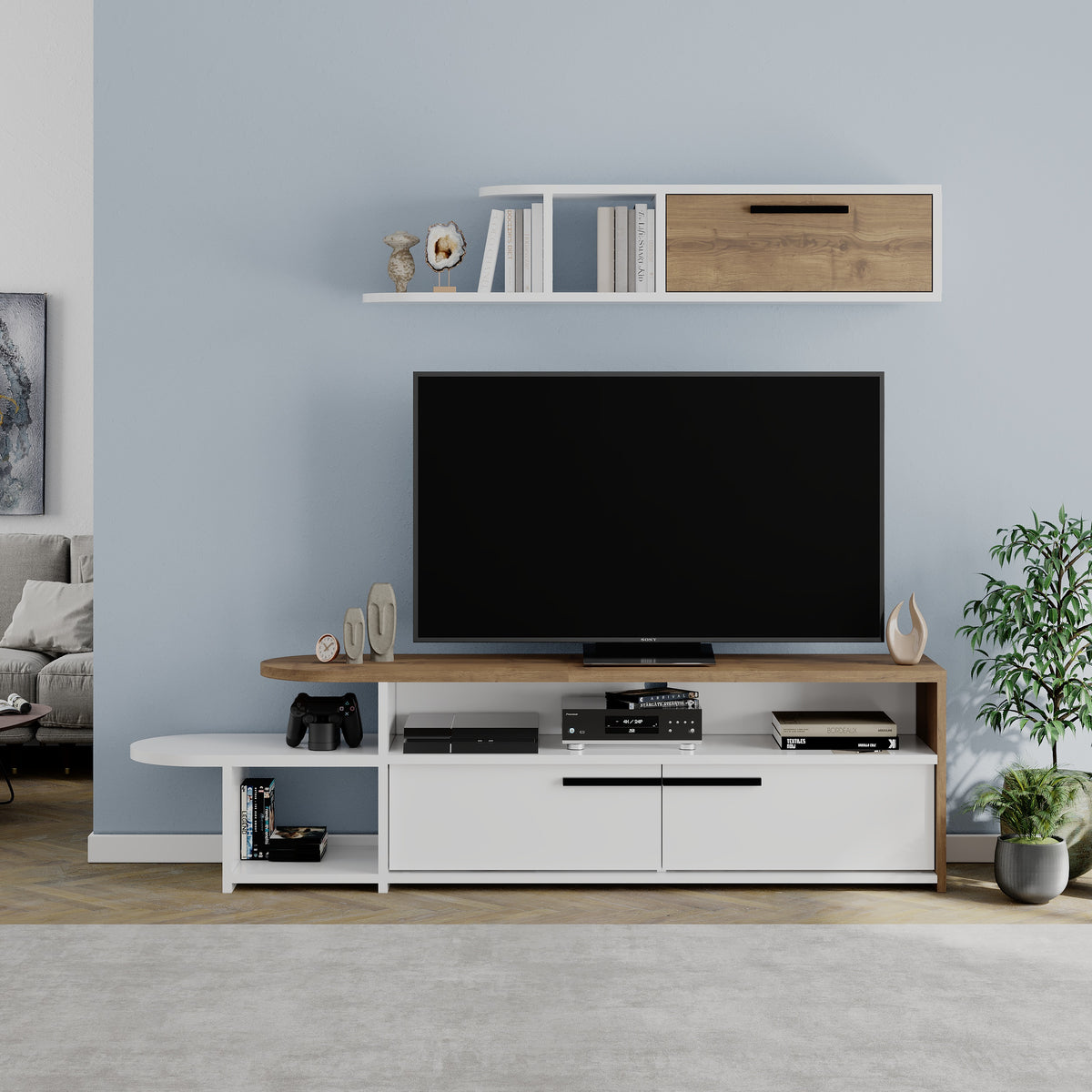 Lyra Modern TV Stand Multimedia Centre TV Unit With Storage Cabinet 167cm - Decortie