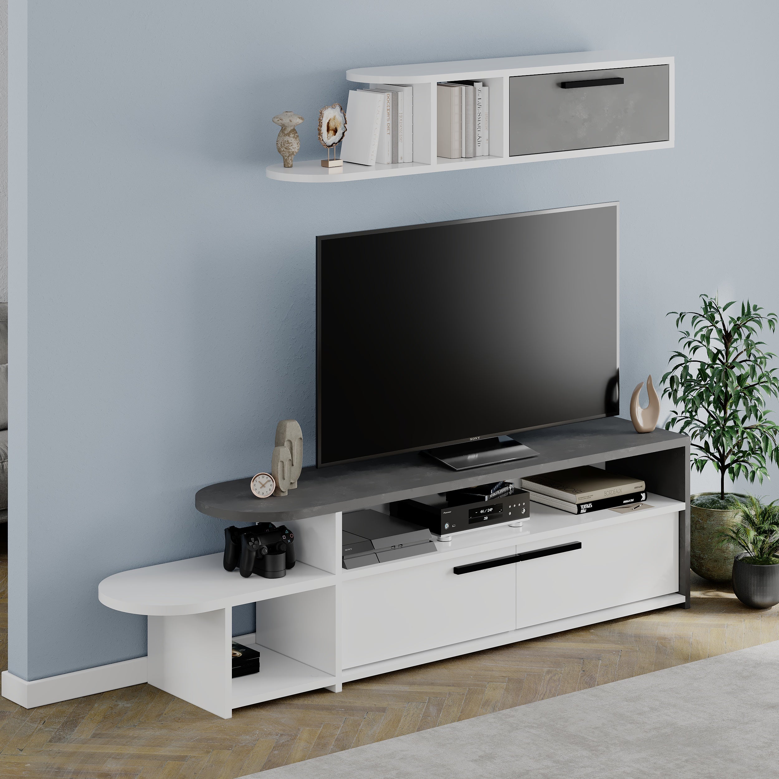 Lyra Modern TV Stand Multimedia Centre TV Unit With Storage Cabinet 167cm - Decortie