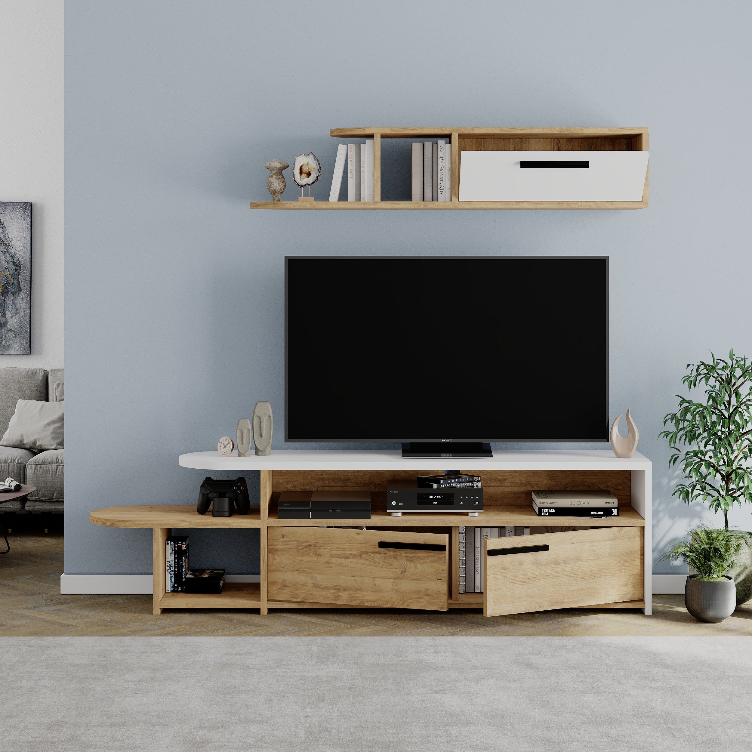 Lyra Modern TV Stand Multimedia Centre TV Unit With Storage Cabinet 167cm - Decortie