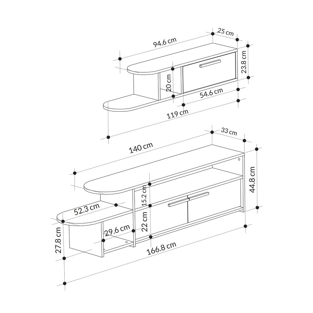 Lyra Modern TV Stand Multimedia Centre TV Unit With Storage Cabinet 167cm - Decortie