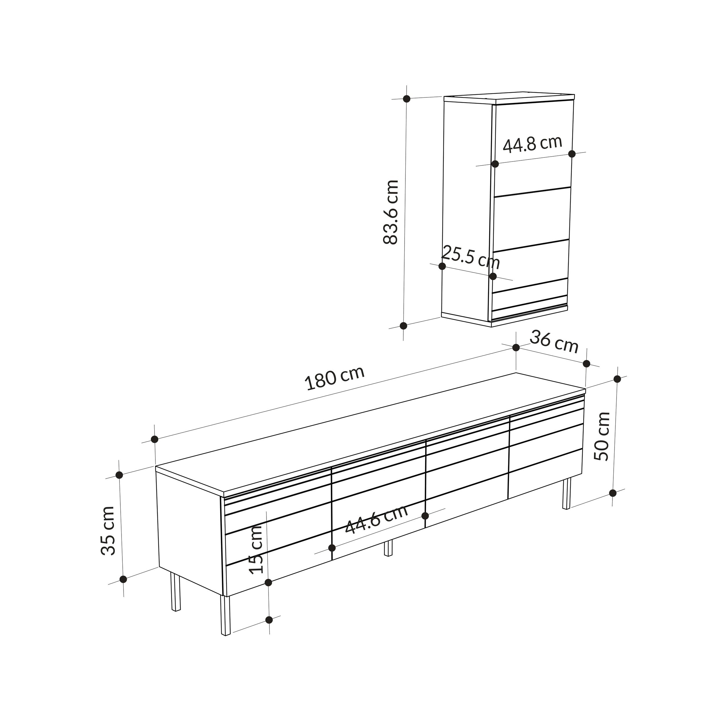  Arya Modern Tv Unit With Wall Storage Unit 180cm