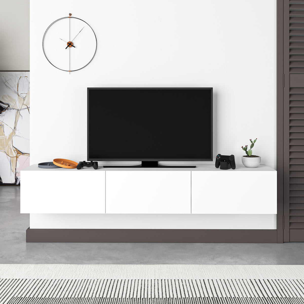 Francy Modern Tv Unit - Wall Mounted - 3 Compartments - 180 cm