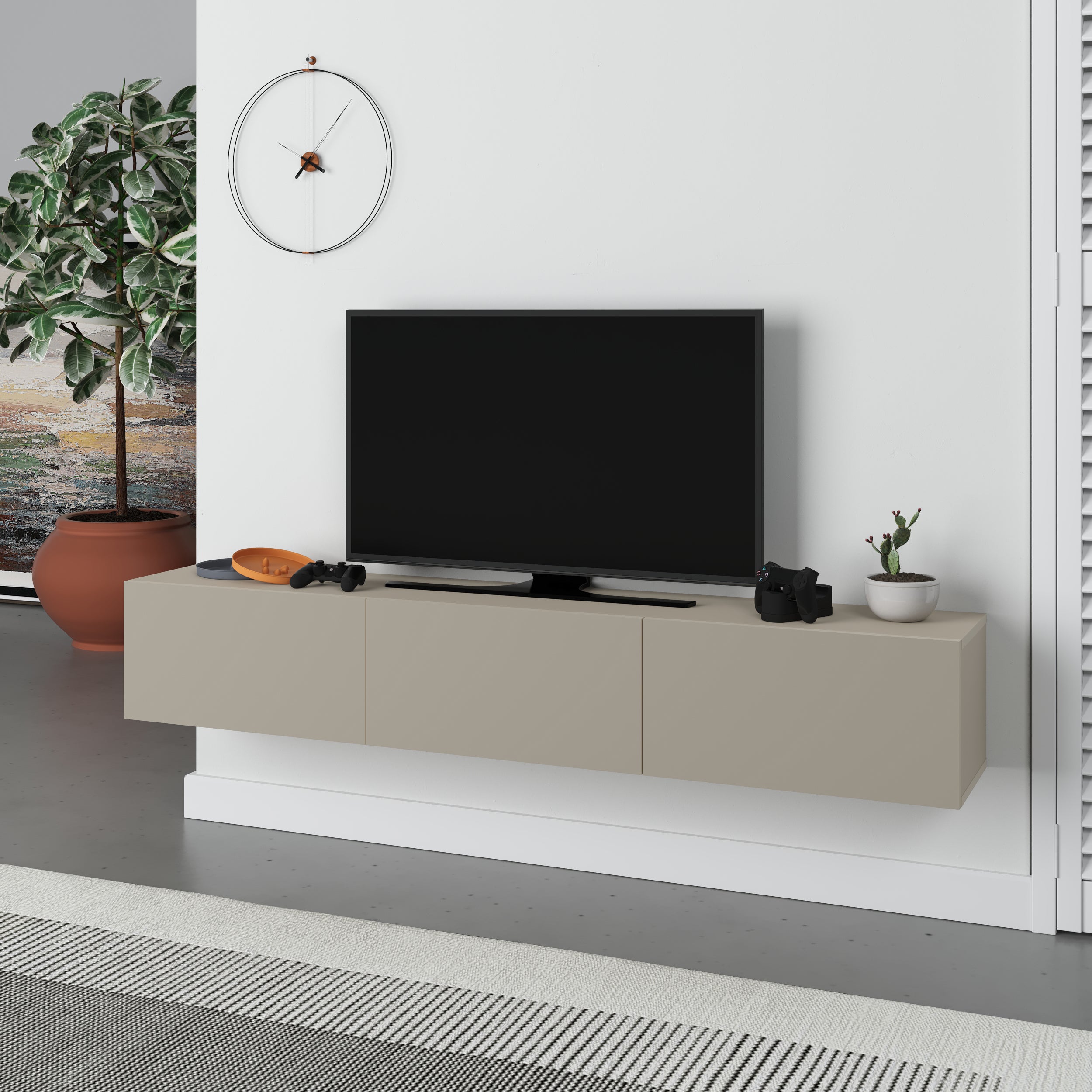 Francy Modern Tv Unit - Wall Mounted - 3 Compartments - 180 cm