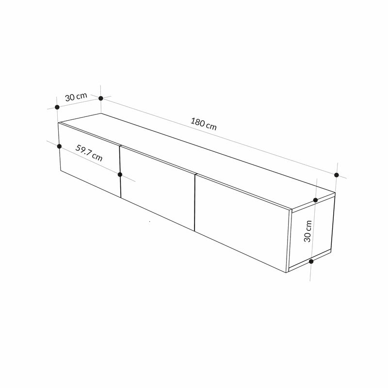Francy Modern TV Unit 180cm – dimensions – wall-mounted living room entertainment unit – Decortie
