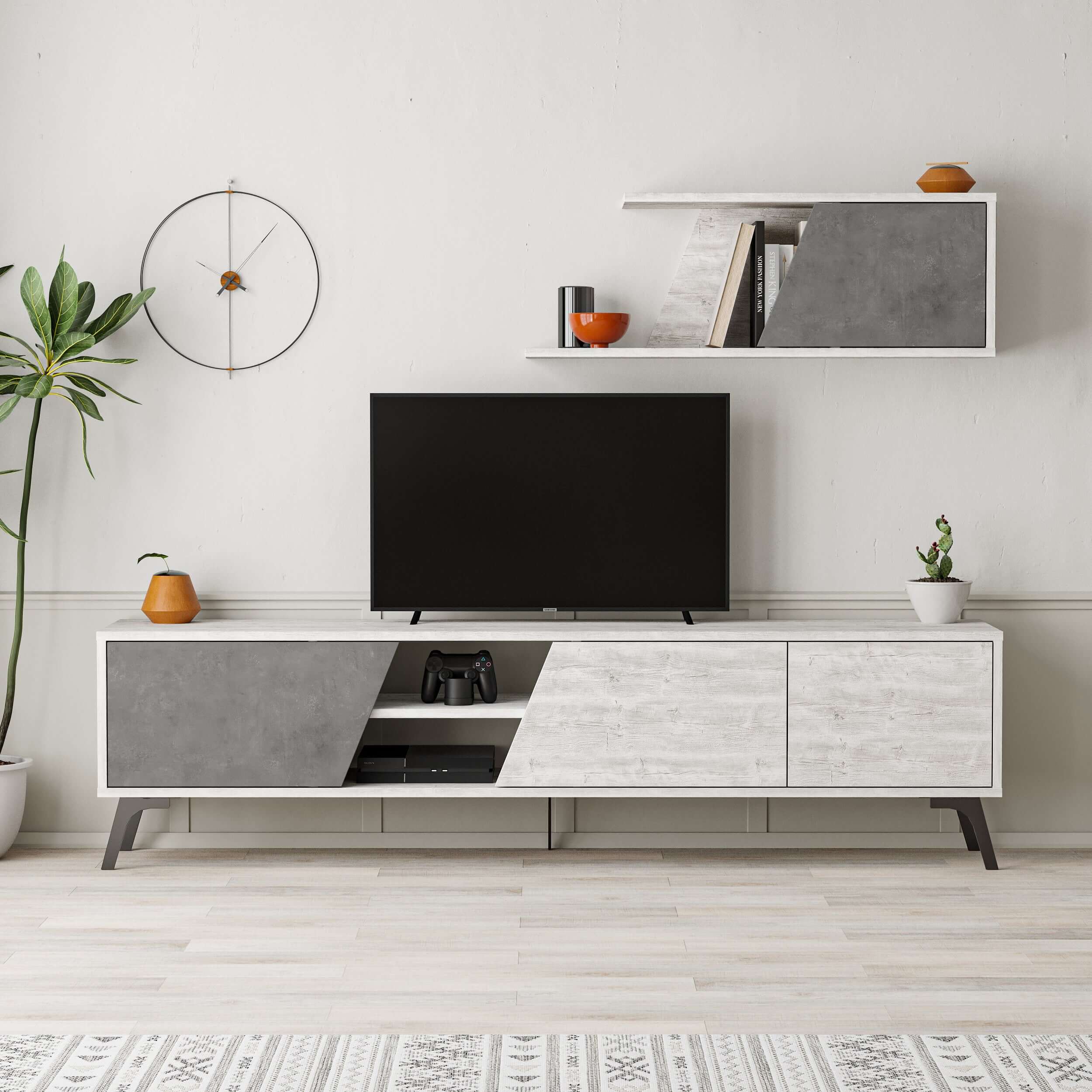 Fiona 180cm TV Unit with Wall Shelf for Extra Storage