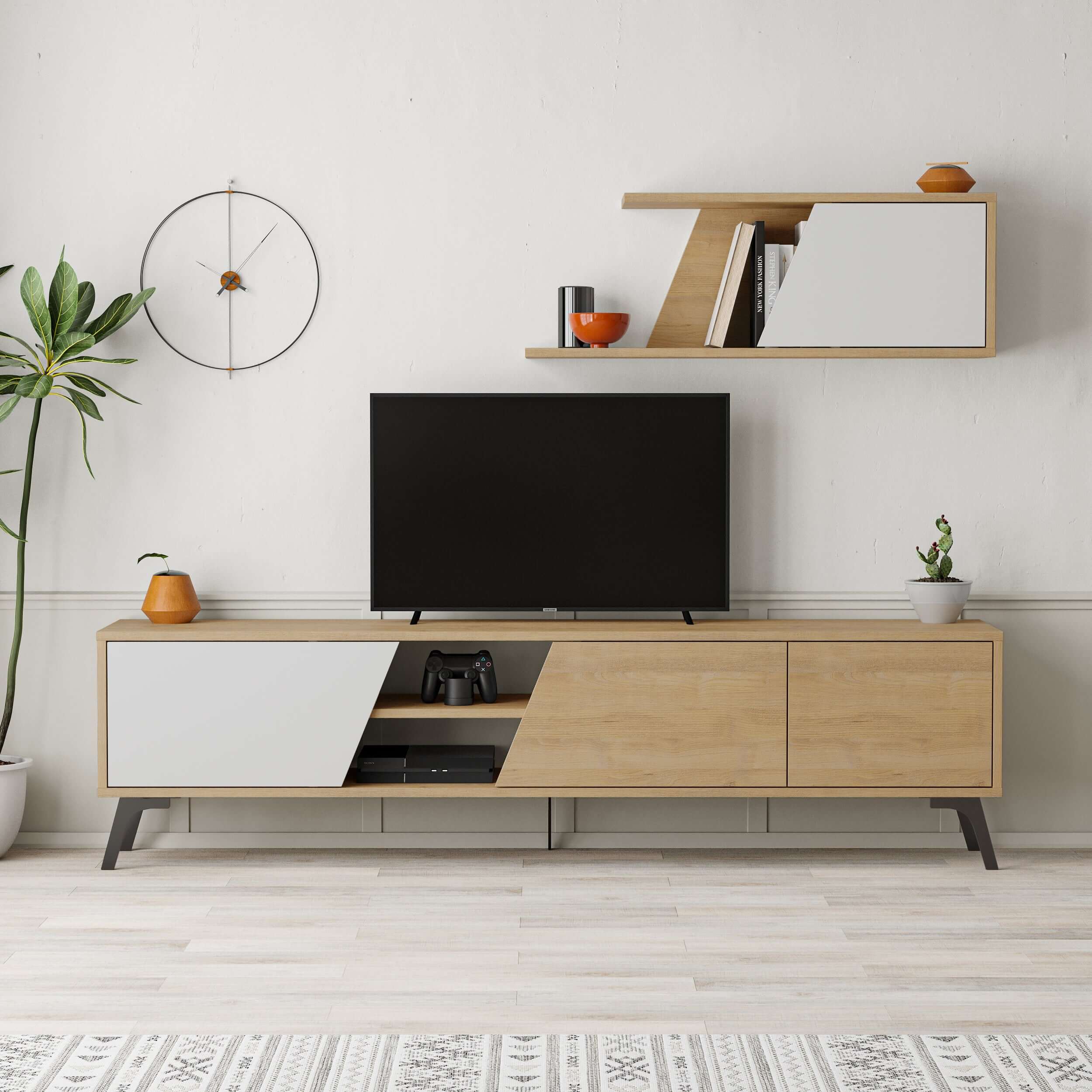 Fiona 180cm TV Unit with Wall Shelf for Extra Storage