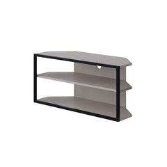 Echo Corner TV Stand – Compact Corner Unit for TVs with Storage Shelves for Living Rooms or Flats – Light Mocha