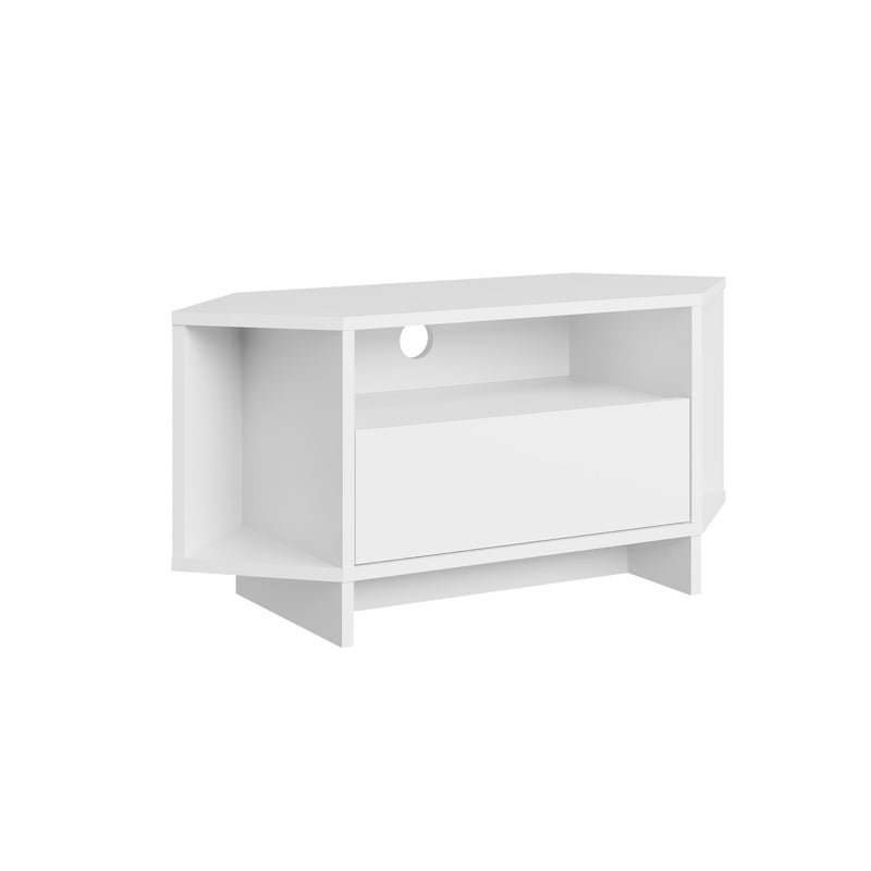 Viva Corner TV Unit – compact corner TV stand with shelves and cabinet – Decortie
