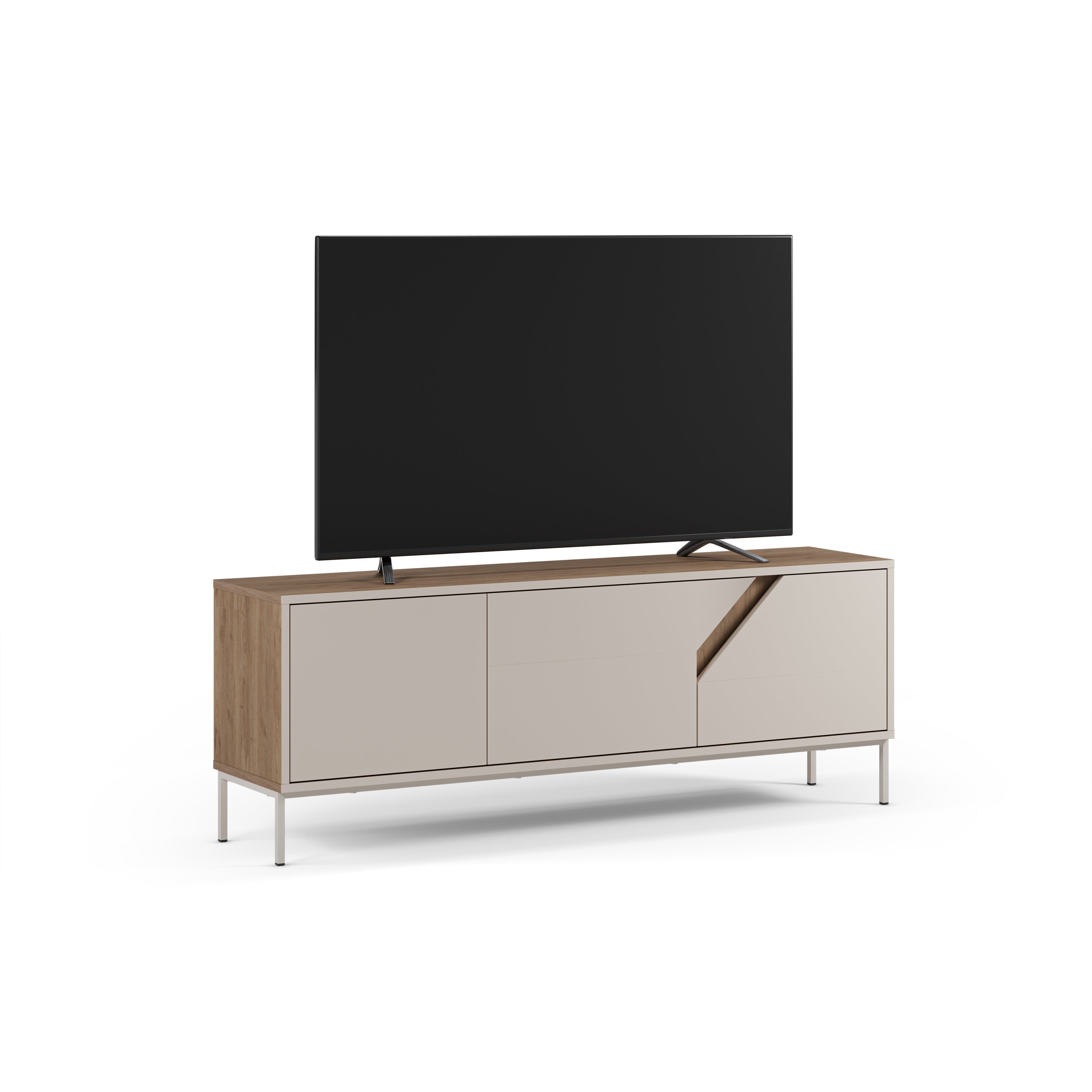 Vesco Modern TV Stand with 3 Door Storage 150cm – Oak,Sandstone