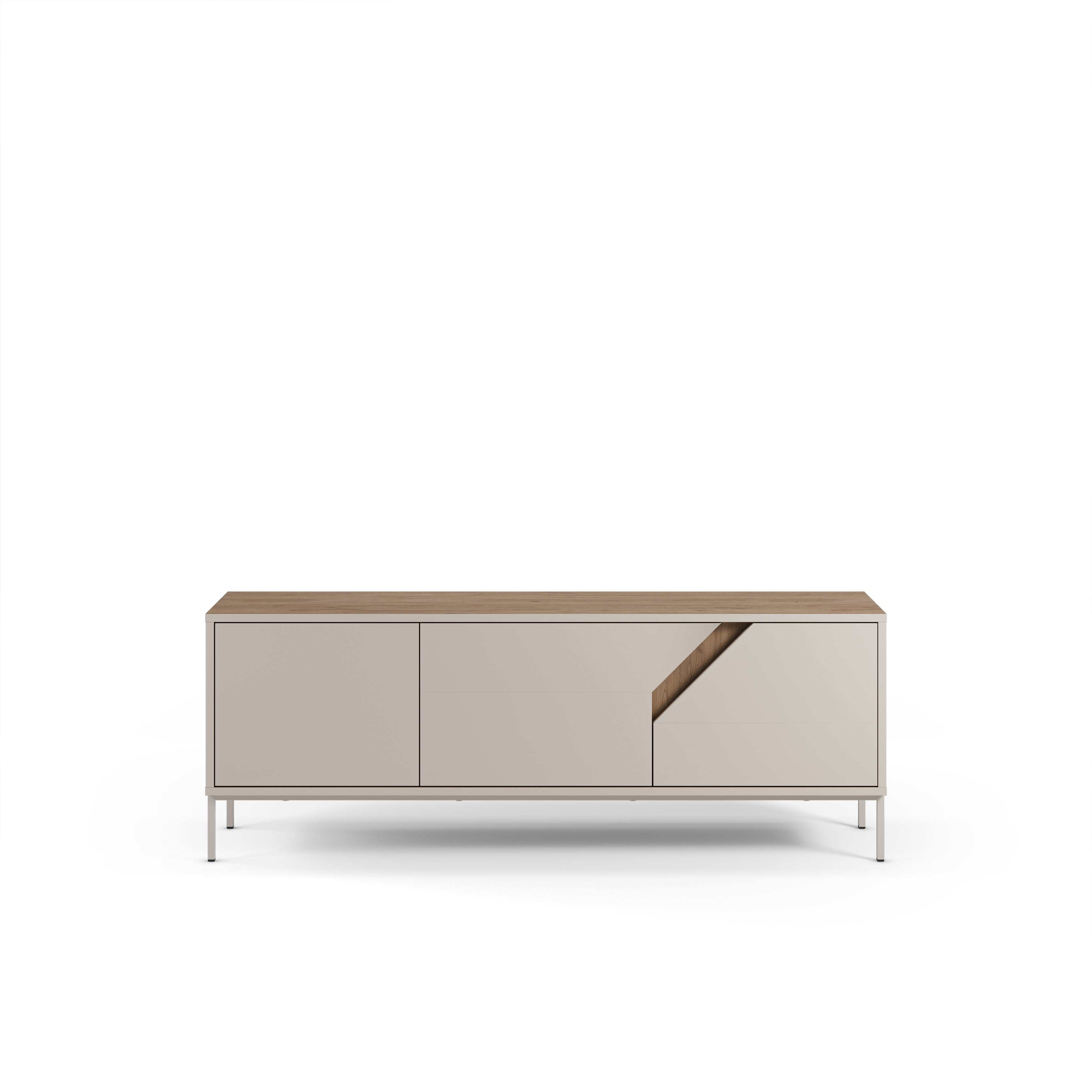 Vesco Modern TV Stand with 3 Door Storage 150cm – Oak,Sandstone