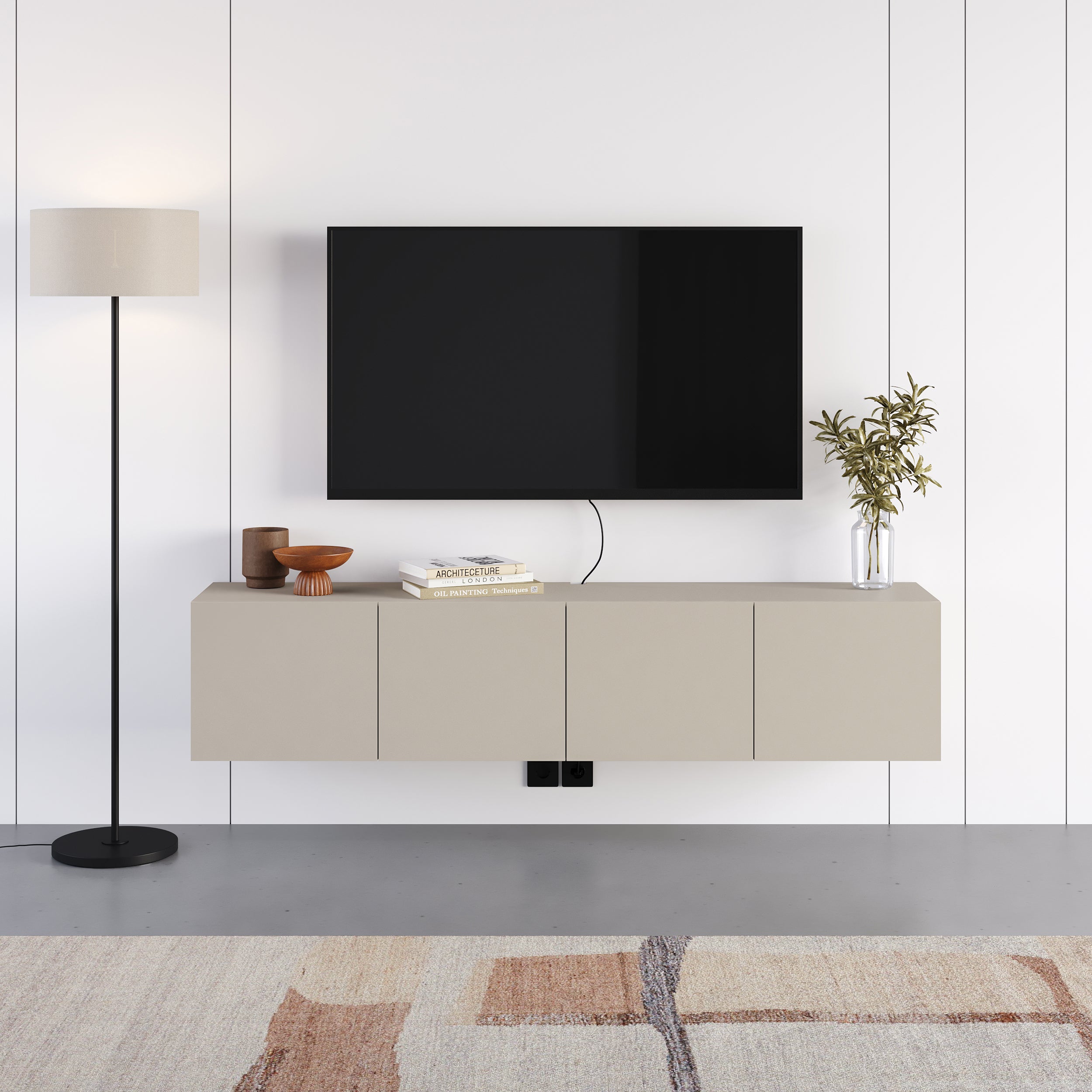 Combe Floating Wall-Mounted TV Unit 180cm (W) Soft-Close 4 Doors