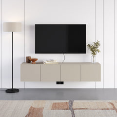 Combe Floating Wall-Mounted TV Unit 180cm (W) Soft-Close 4 Doors in Sandstone