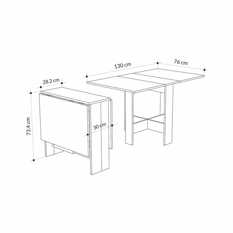 Artemio Foldable Dining Table – dimensions – compact foldable dining room or kitchen table – Decortie