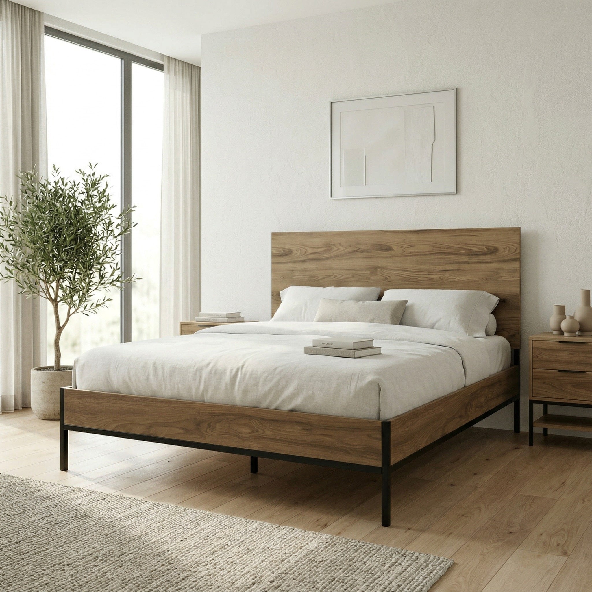 Mars Bed Frame Whiskey Oak Finish L 206.5 cm – Whiskey Oak
