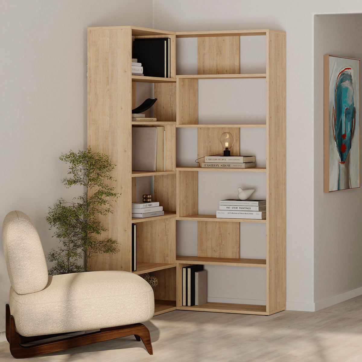 Molly Modern Corner Multipurpose Bookcase Display Unit No.4 Tall 179 cm - Decortie