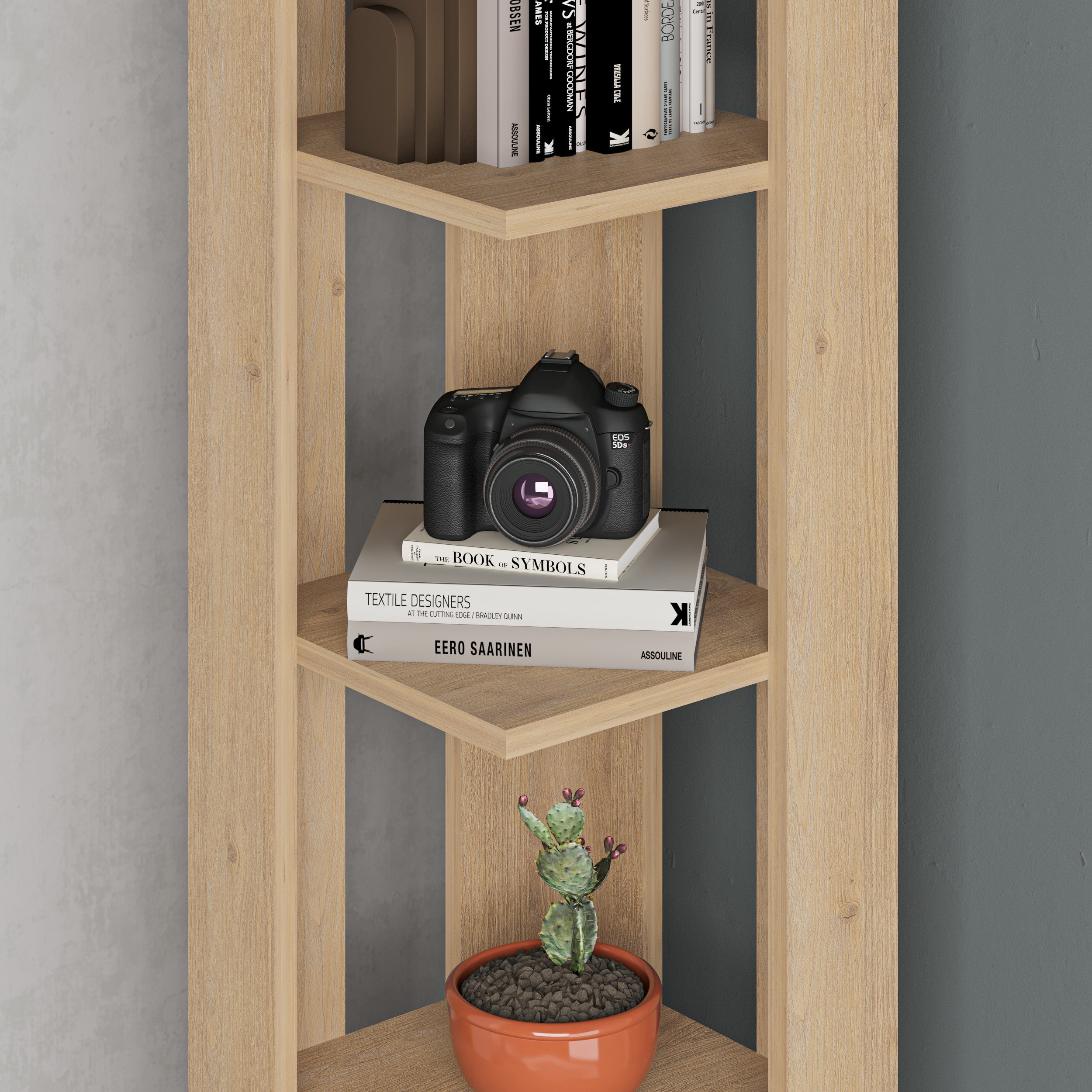 Nati Modern Corner Bookcase Display Unit Tall 161cm - Decortie
