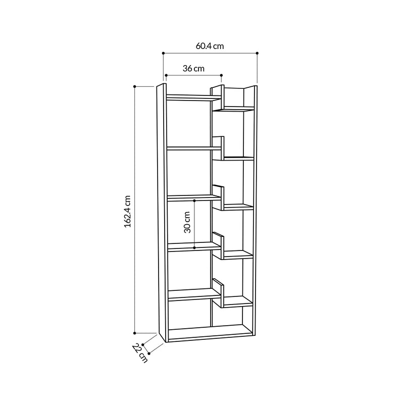 Oppa Modern Bookcase Display Unit 162.4cm – dimensions – living room or home office storage – Decortie