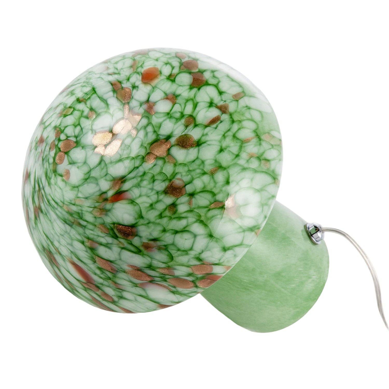 Green Glass Mushroom Lamp 30cm | Retro Italian Style with Copper Flecks